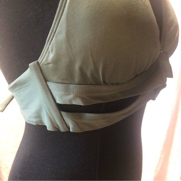 KONA SOL top only olive army green bathing suit with extra wrap detail size M - Picture 2 of 5